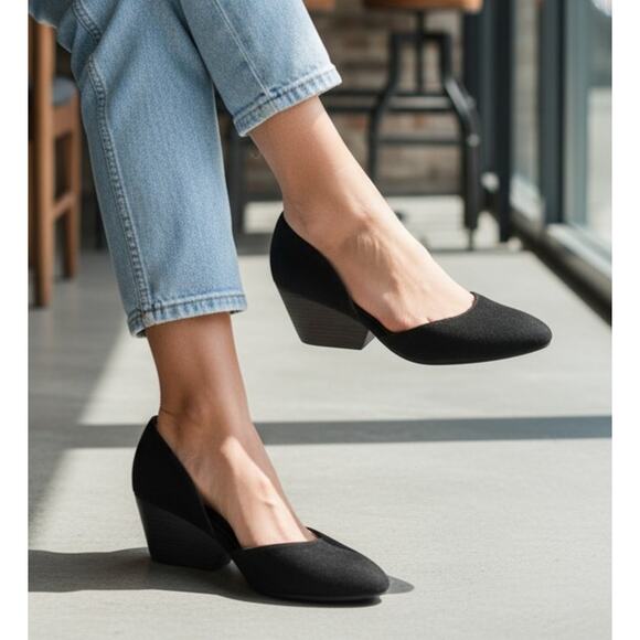Eileen Fisher Shoes - $350 EILEEN FISHER Lily Black Half D'Orsay Slip-On Wedge Pump Women's Size 9.5